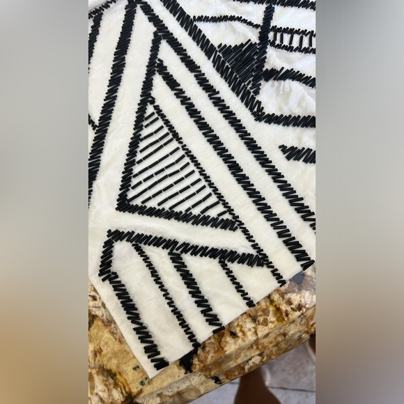 Decorative Pillows case , sham .white silk & black beats. - Picture 5 of 6